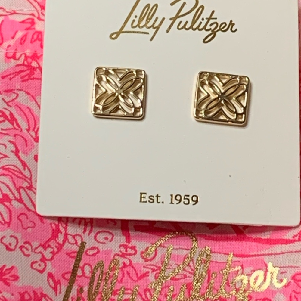 BRAND NEW Lilly Pulitzer ‘Lilly Logo Earrings’ - Picture 4 of 5